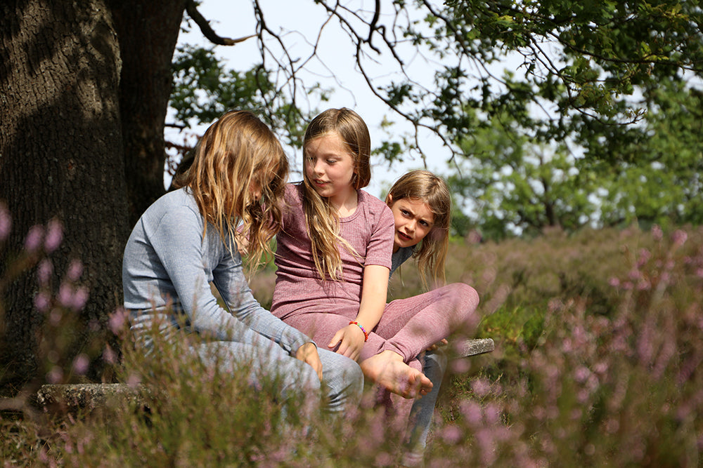 Вълнена Детска Блуза с Дълъг Ръкав Cosilana - Pink Natural Stripes