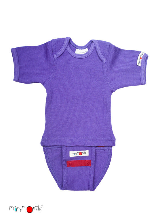Вълнено боди с къси ръкави Purple Peace