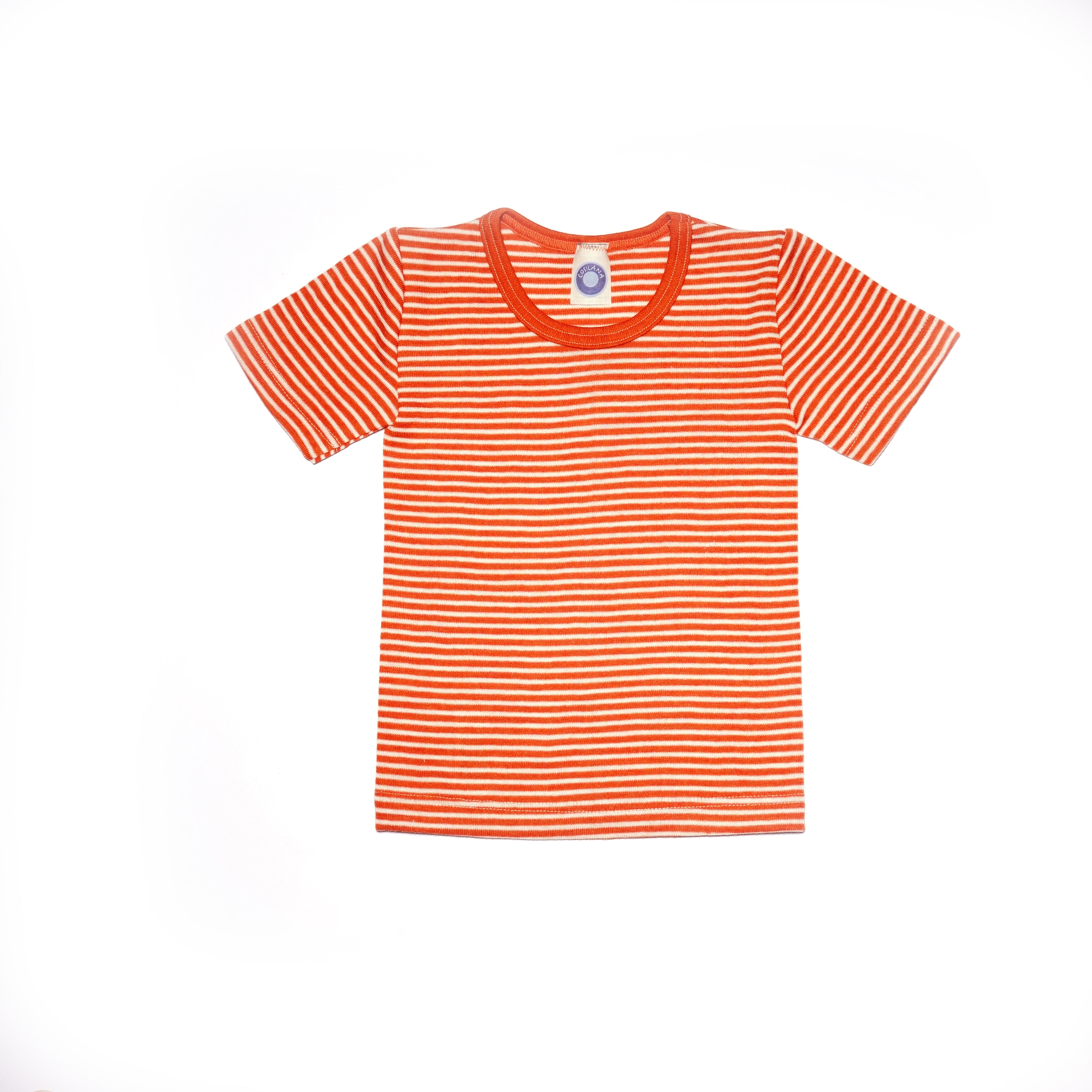 Вълнена Детска Тениска Cosilana - Saffron Natural Stripes